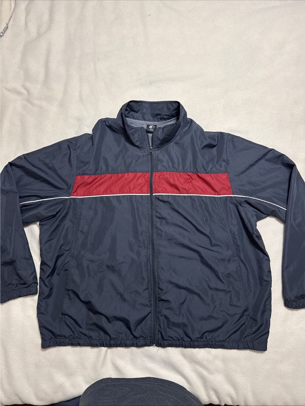 Starter Jacket Mens 3XL Red Colorblock Windbreaker Full Zip Lined Lightweight